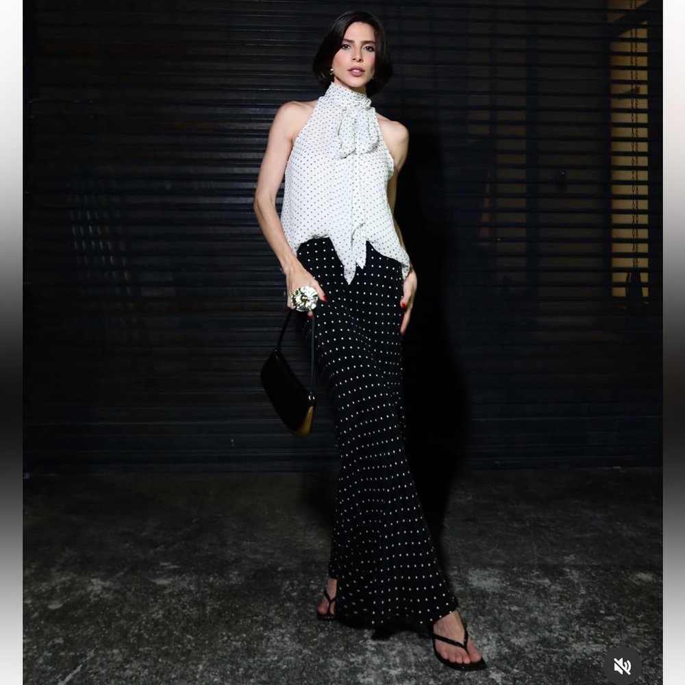 ZARA ZW COLLECTION POLKA DOT HALTER TOP